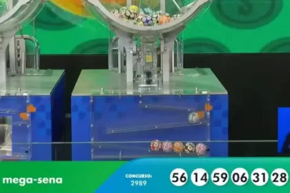 Números da Mega-Sena 2.989 exibidos após sorteio