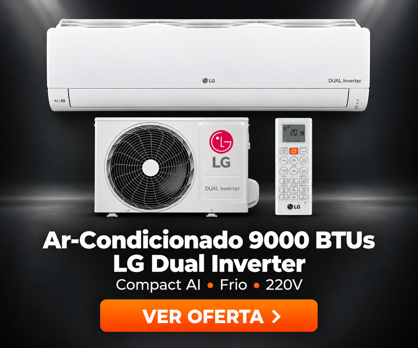 Ar Condicionado Dual Inverter LG Compact Ai 9000 Btus Frio
