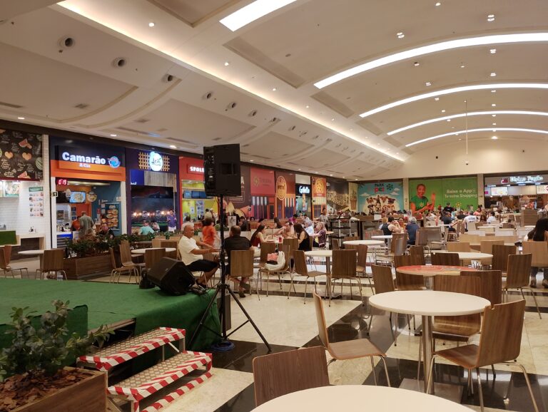 Praça de alimentação do Teresina Shopping, na capital piauiense, ilustrando o funcionamento dos estabelecimentos no feriado.