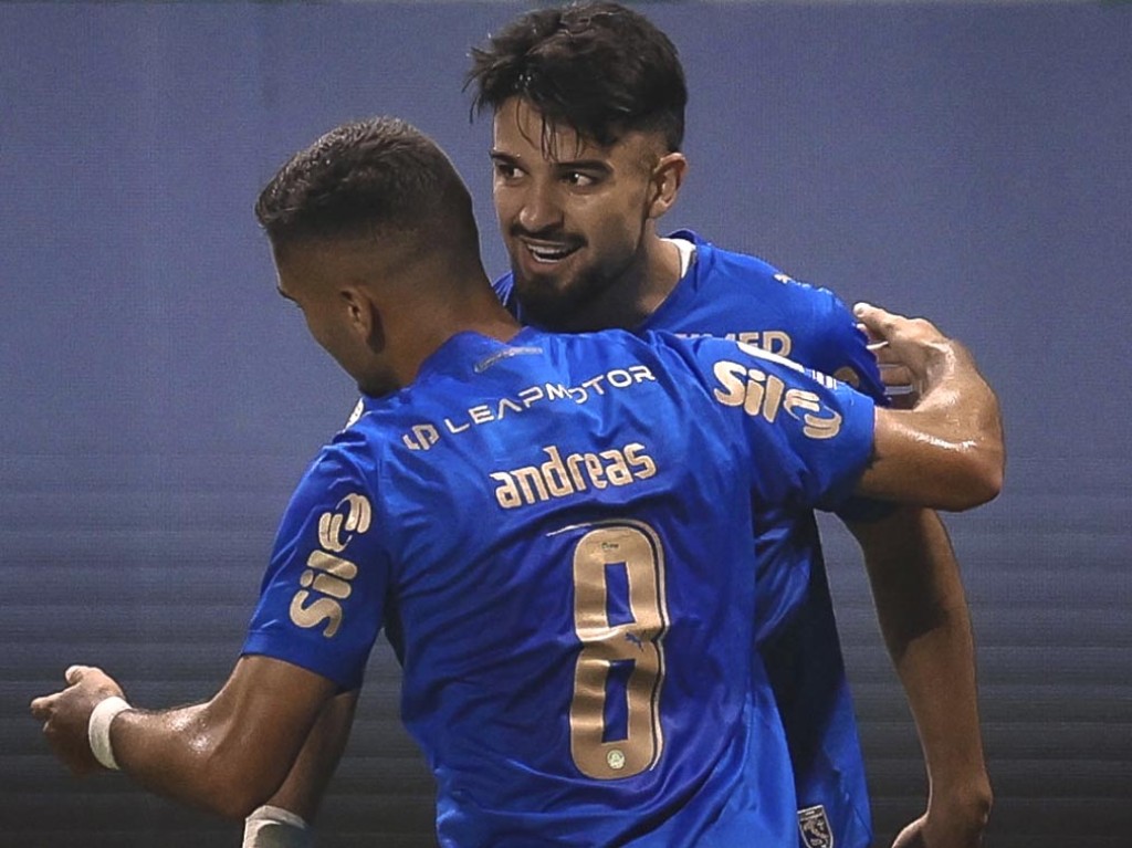 Flaco López comemora gol do Palmeiras na vitória sobre o Bahia pela 29ª rodada do Brasileirão de 2026.